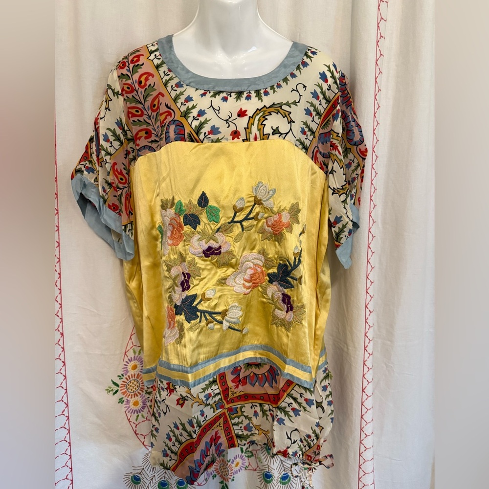 Johnny Was Mistic paneled embroidered shirt